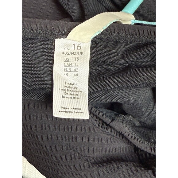 Sea Level Swim Messina Wide Strap Diagonal One Piece Black Swimsuit Sz US 12 New - Picture 9 of 11